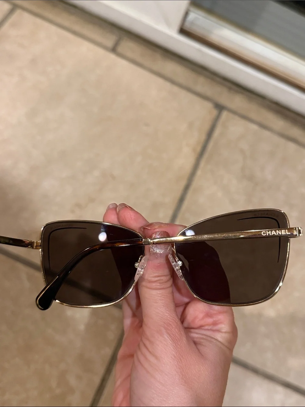 CHANEL Gold cat eye Frame Sunglasses